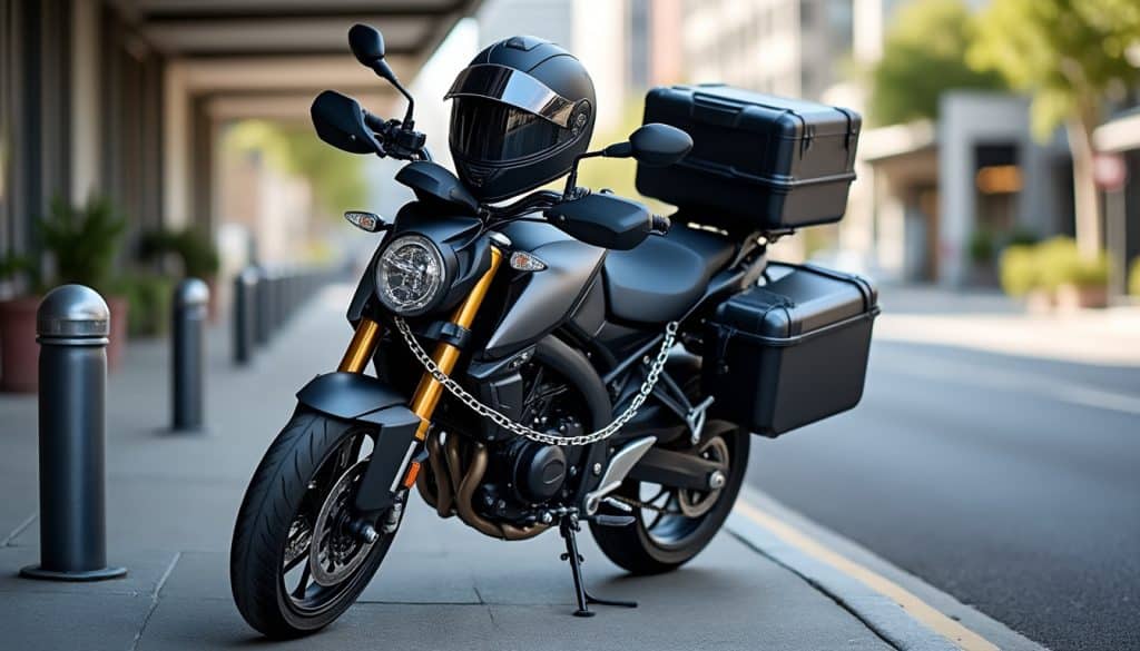 Vol d&rsquo;équipement sur une moto stationnée : les parades